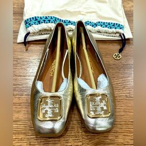 Tory Burch Metallic Ballet Flats Size 8 (worn once)